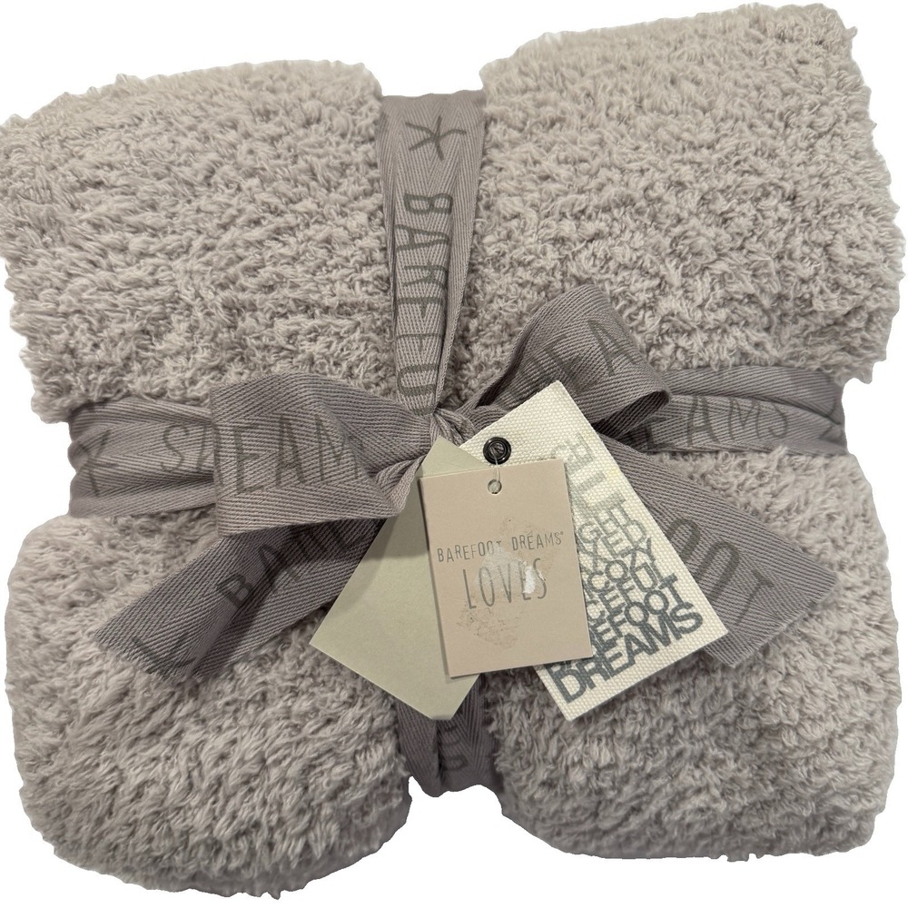 Barefoot Dreams CozyChic Lite Baby Blanket, 30 inch x40, Lt Gray Stroller NEW